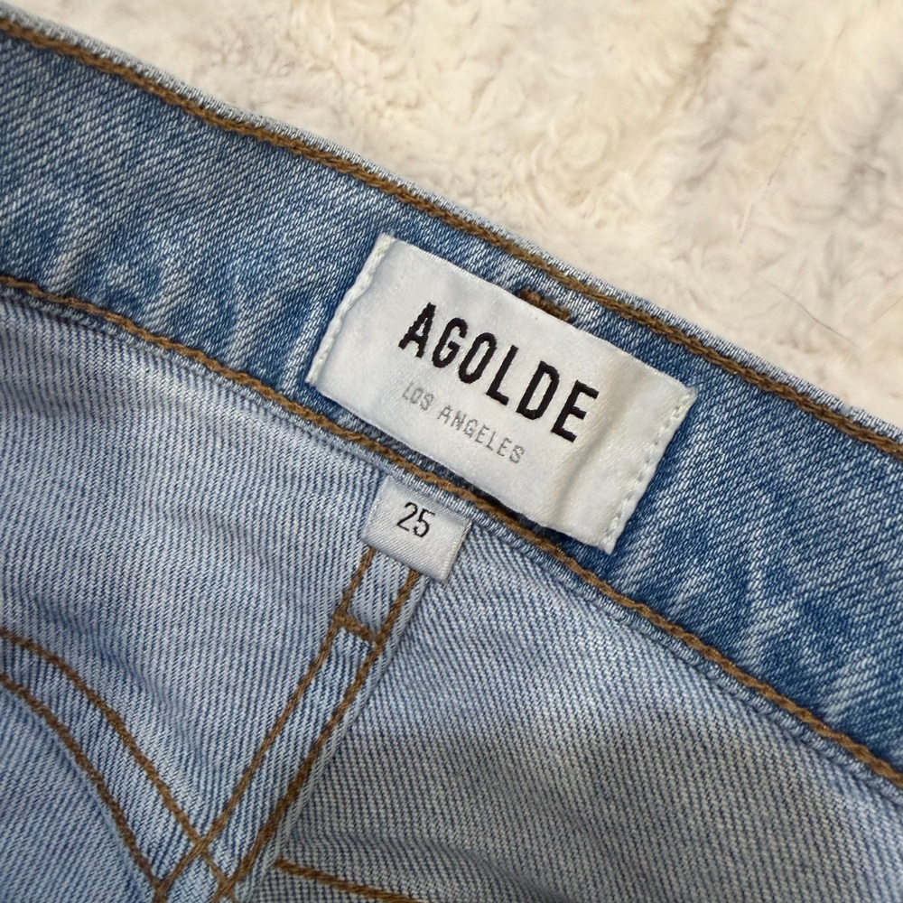 Agolde Riley Crop Straight Leg Button Fly Light‎ Wash Jeans Size 25 - Picture 3 of 8